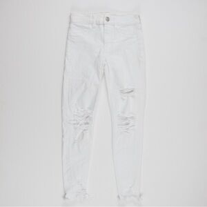 Size 0 White Ripped Cropped Skinny Jeans